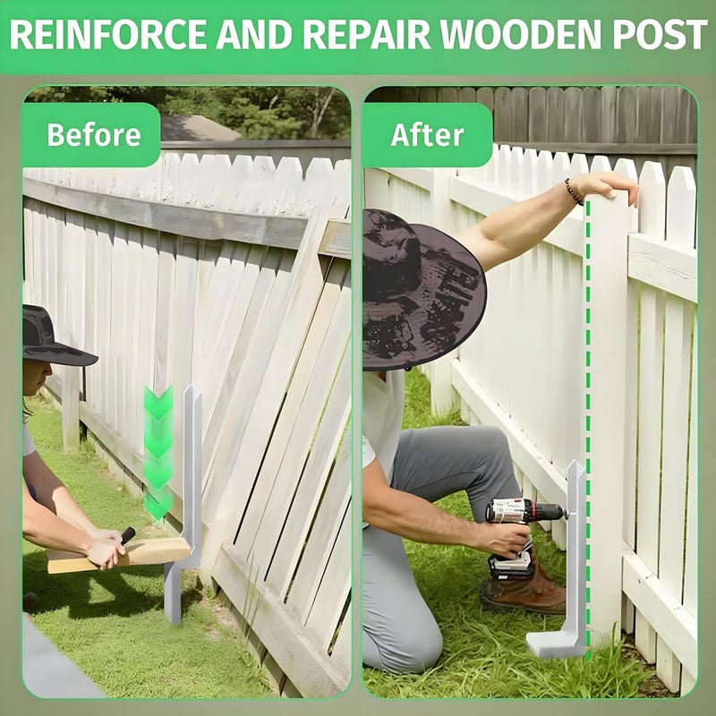 SINTOP Fence Post Repair Stakes Kit – 1/8" Thickened Carbon Steel One-Piece Structure, Heavy Duty Ground Anchor Stake for Repairing or Reinforcing Broken/Leaning Privacy Fence & Mailbox Post, White, 1-Pack. - Image 4